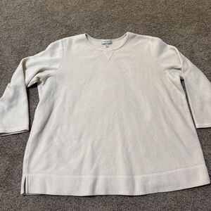 Woman Within Ivory Fleece Tunic Sweater Size 2X, 26/28 Long Sleeve‎ Crew Neck